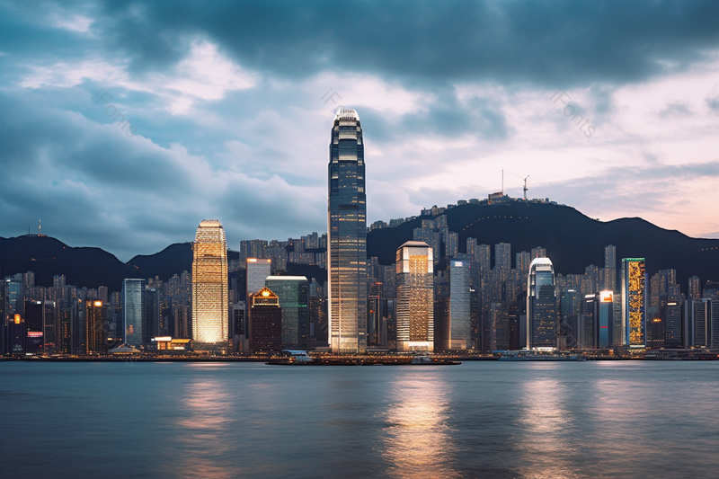 香港维多利亚港霓虹灯下的城市夜景户外都市摄影,高清,摄影图,摄影图片,图片大全,摄影图免费下载